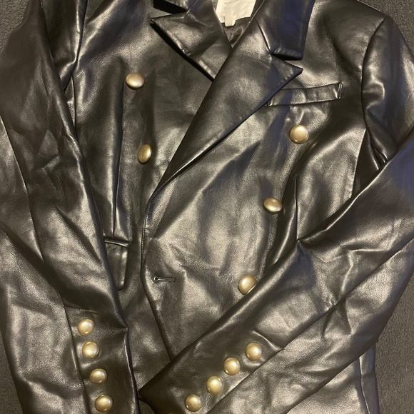 Faux Leather Blazer - Picture 2 of 4